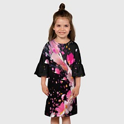 Платье клеш для девочки Вихрь розовых лепестков, цвет: 3D-принт — фото 2