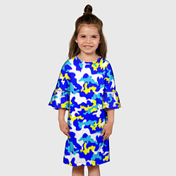 Платье клеш для девочки Камуфляж летнее небо, цвет: 3D-принт — фото 2