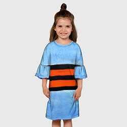 Платье клеш для девочки Георгиевская лента на голубом фоне, цвет: 3D-принт — фото 2