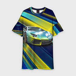 Платье клеш для девочки Суперкар Lamborghini Reventon, цвет: 3D-принт