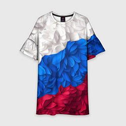 Платье клеш для девочки Флаг России из цветов, цвет: 3D-принт