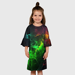 Платье клеш для девочки Зеленое свечение, цвет: 3D-принт — фото 2