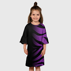 Платье клеш для девочки Фиолетовый с черными полосками зебры, цвет: 3D-принт — фото 2