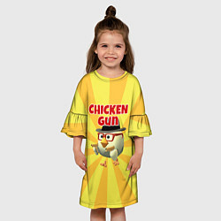 Платье клеш для девочки Chicken Gun с пистолетами, цвет: 3D-принт — фото 2