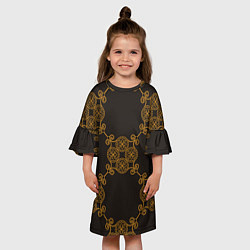 Платье клеш для девочки Позолоченный паттерн, цвет: 3D-принт — фото 2