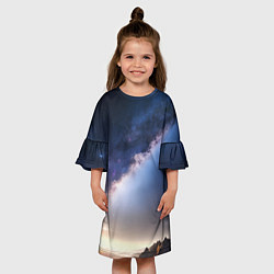 Платье клеш для девочки Звёздное небо и горы, цвет: 3D-принт — фото 2
