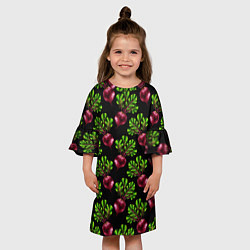 Платье клеш для девочки Свекла на черном - паттерн, цвет: 3D-принт — фото 2