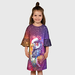 Платье клеш для девочки Fantastic bird and starry space, цвет: 3D-принт — фото 2