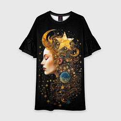 Платье клеш для девочки Богиня ночи - нейросеть, цвет: 3D-принт
