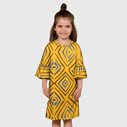 Платье клеш для девочки Золотистый паттерн, цвет: 3D-принт — фото 2