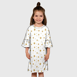 Платье клеш для девочки Бежевые звездочки на белом фоне, цвет: 3D-принт — фото 2