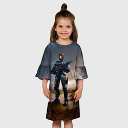 Платье клеш для девочки Робот будущего с винтовкой, цвет: 3D-принт — фото 2