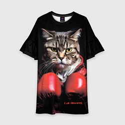 Платье клеш для девочки Cat boxing, цвет: 3D-принт