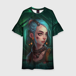 Платье клеш для девочки Jinx green Arcane League of Legends, цвет: 3D-принт