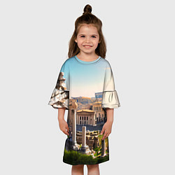 Платье клеш для девочки Руины Рима, цвет: 3D-принт — фото 2