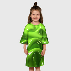 Платье клеш для девочки Зеленая слизь, цвет: 3D-принт — фото 2