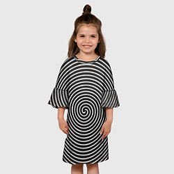 Платье клеш для девочки Оптическая спираль, цвет: 3D-принт — фото 2
