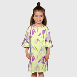 Платье клеш для девочки Фиолетовые лилии, цвет: 3D-принт — фото 2