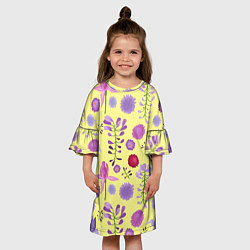 Платье клеш для девочки Фиолетовый цветник, цвет: 3D-принт — фото 2