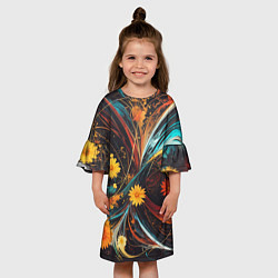Платье клеш для девочки Цветущий взрыв, цвет: 3D-принт — фото 2