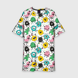 Платье клеш для девочки Весёлые монстры, цвет: 3D-принт