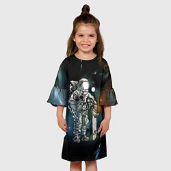 Платье клеш для девочки Космонавт-скейтбордист, цвет: 3D-принт — фото 2