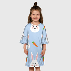 Платье клеш для девочки Зайчики и морковки, цвет: 3D-принт — фото 2