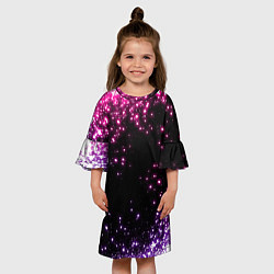 Платье клеш для девочки Неоновые звезды - neon, цвет: 3D-принт — фото 2