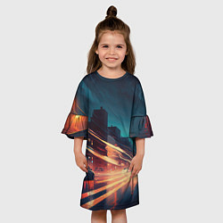 Платье клеш для девочки Городской трафик, цвет: 3D-принт — фото 2