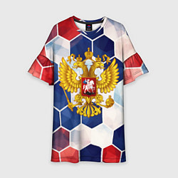 Платье клеш для девочки Герб России объемные плиты, цвет: 3D-принт
