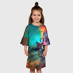 Платье клеш для девочки Аморфный цветастый космос, цвет: 3D-принт — фото 2