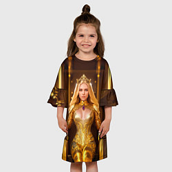 Платье клеш для девочки Девушка королева на троне, цвет: 3D-принт — фото 2