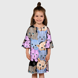 Платье клеш для девочки Cats party, цвет: 3D-принт — фото 2