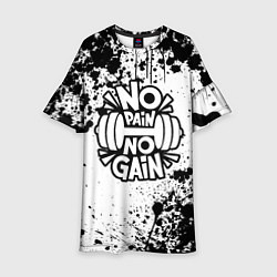 Платье клеш для девочки No pain no gain - спорт, цвет: 3D-принт