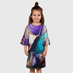 Платье клеш для девочки Красочная ломанная текстура от нейросети, цвет: 3D-принт — фото 2