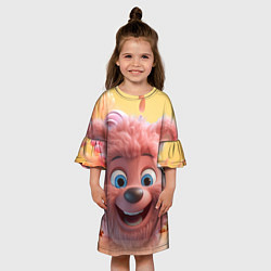 Платье клеш для девочки Веселый медвежонок, цвет: 3D-принт — фото 2