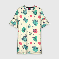 Платье клеш для девочки Cactus life, цвет: 3D-принт