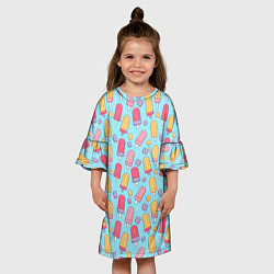 Платье клеш для девочки Разноцветные эскимо, паттерн, цвет: 3D-принт — фото 2
