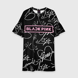 Платье клеш для девочки Blackpink - автографы, цвет: 3D-принт