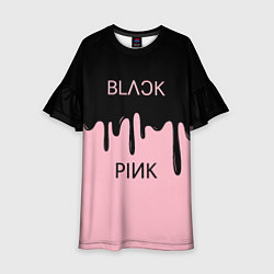 Платье клеш для девочки Blackpink - краски, цвет: 3D-принт