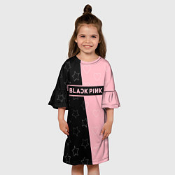 Платье клеш для девочки Blackpink - hearts and stars, цвет: 3D-принт — фото 2