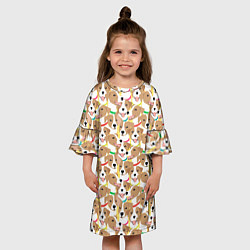Платье клеш для девочки Джек рассел терьер в разноцветных ошейниках, цвет: 3D-принт — фото 2