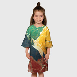 Платье клеш для девочки Мраморная радуга, цвет: 3D-принт — фото 2