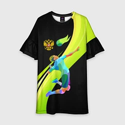 Платье клеш для девочки Волейбол Россия, цвет: 3D-принт