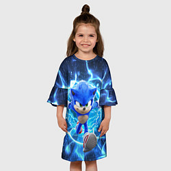 Платье клеш для девочки Sonic electric waves, цвет: 3D-принт — фото 2