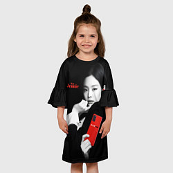 Платье клеш для девочки Blackpink Jennie Smartphone, цвет: 3D-принт — фото 2