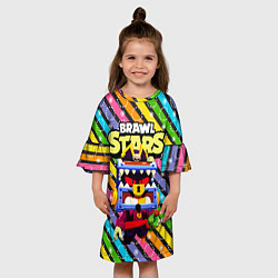 Платье клеш для девочки Затонувший сундук Грифф цветные полосы, цвет: 3D-принт — фото 2