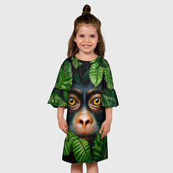 Платье клеш для девочки Черная обезьянка, цвет: 3D-принт — фото 2