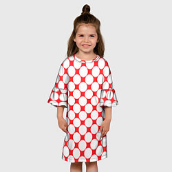 Платье клеш для девочки Узор в красное ретро-яблоко, цвет: 3D-принт — фото 2