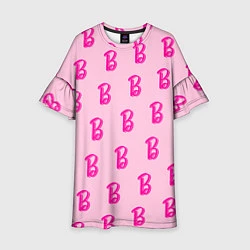 Платье клеш для девочки Барби паттерн буква B, цвет: 3D-принт